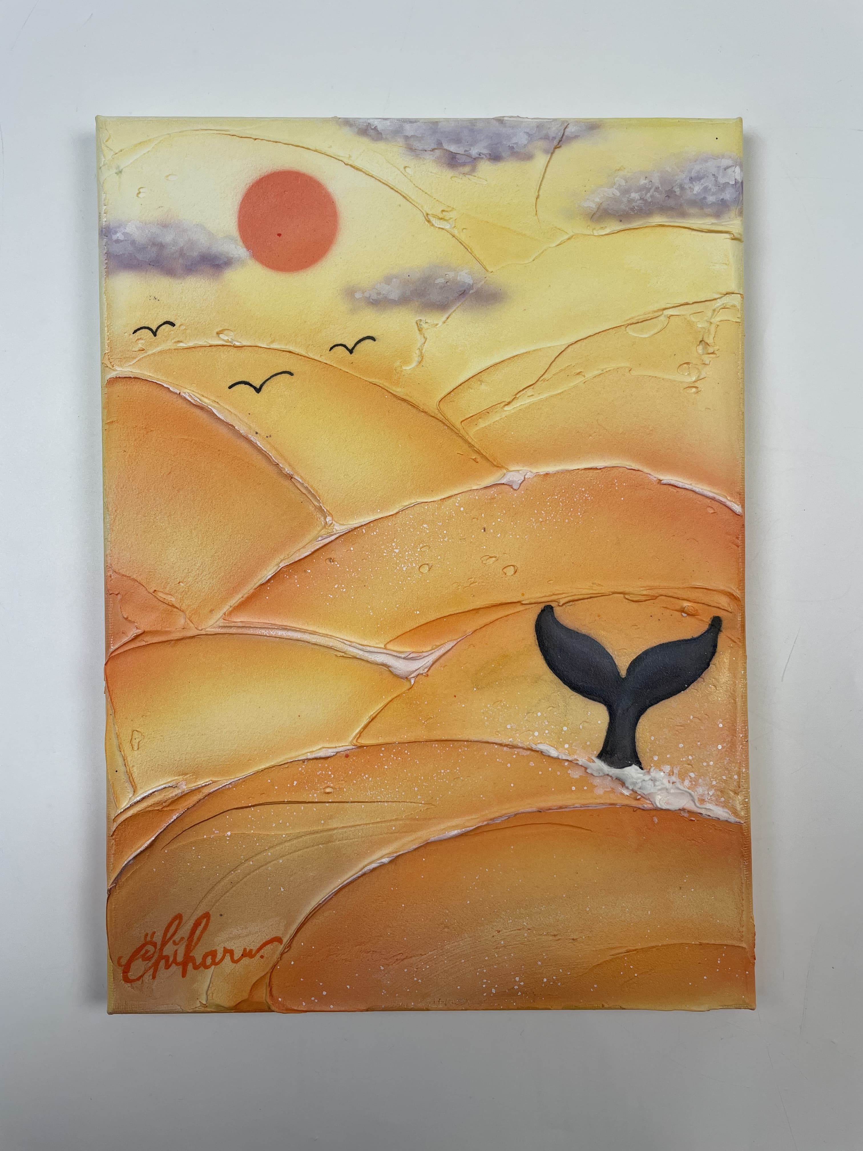 アクリル画 「クジラが泳ぐ海」 原画 アクリル画 「クジラが泳ぐ海」 原画 絵画